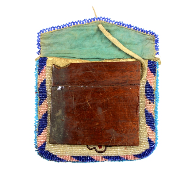 Native American beaded bag w/ mirror - 19th century
