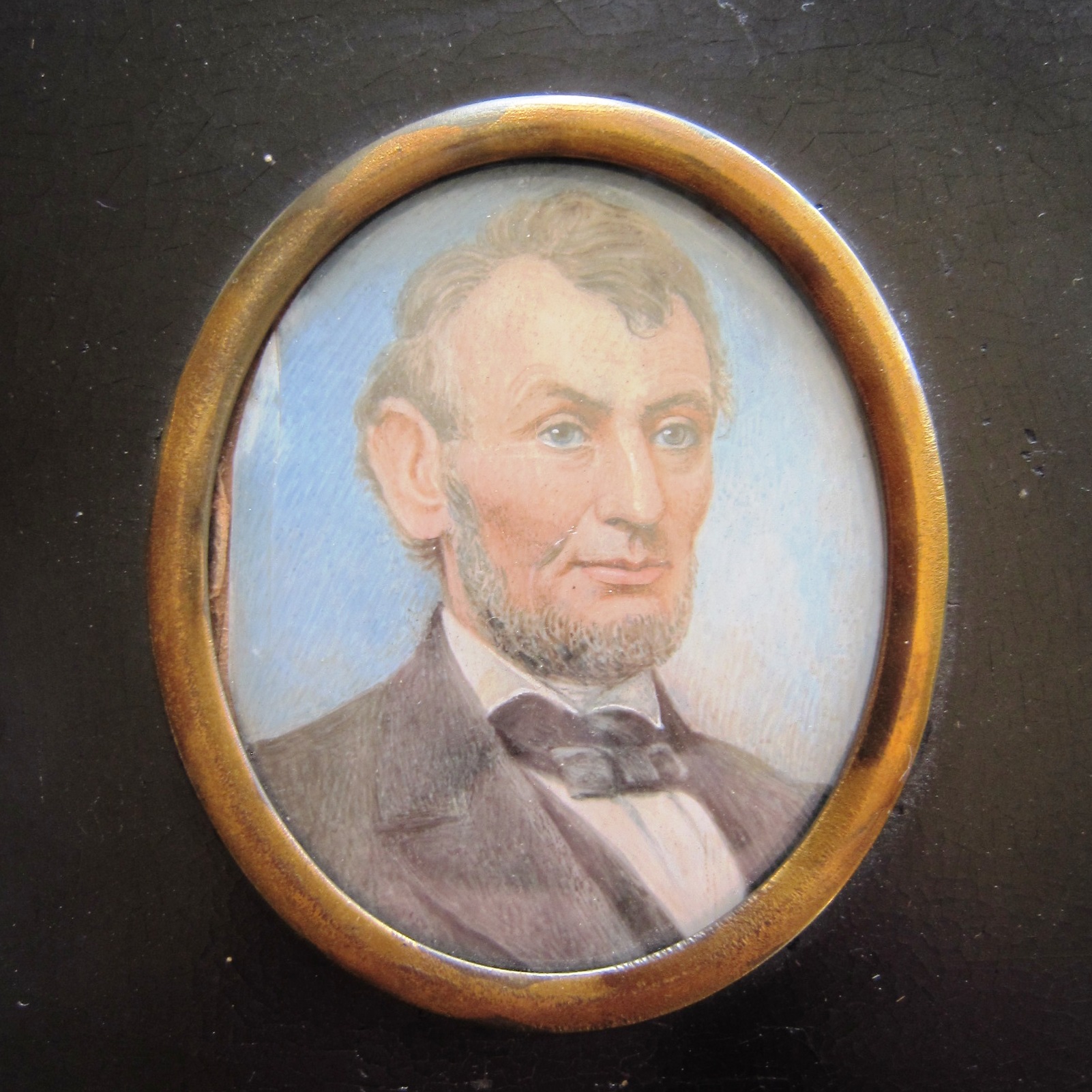 Abraham Lincoln portrait painted on ivory - Circa 1870s