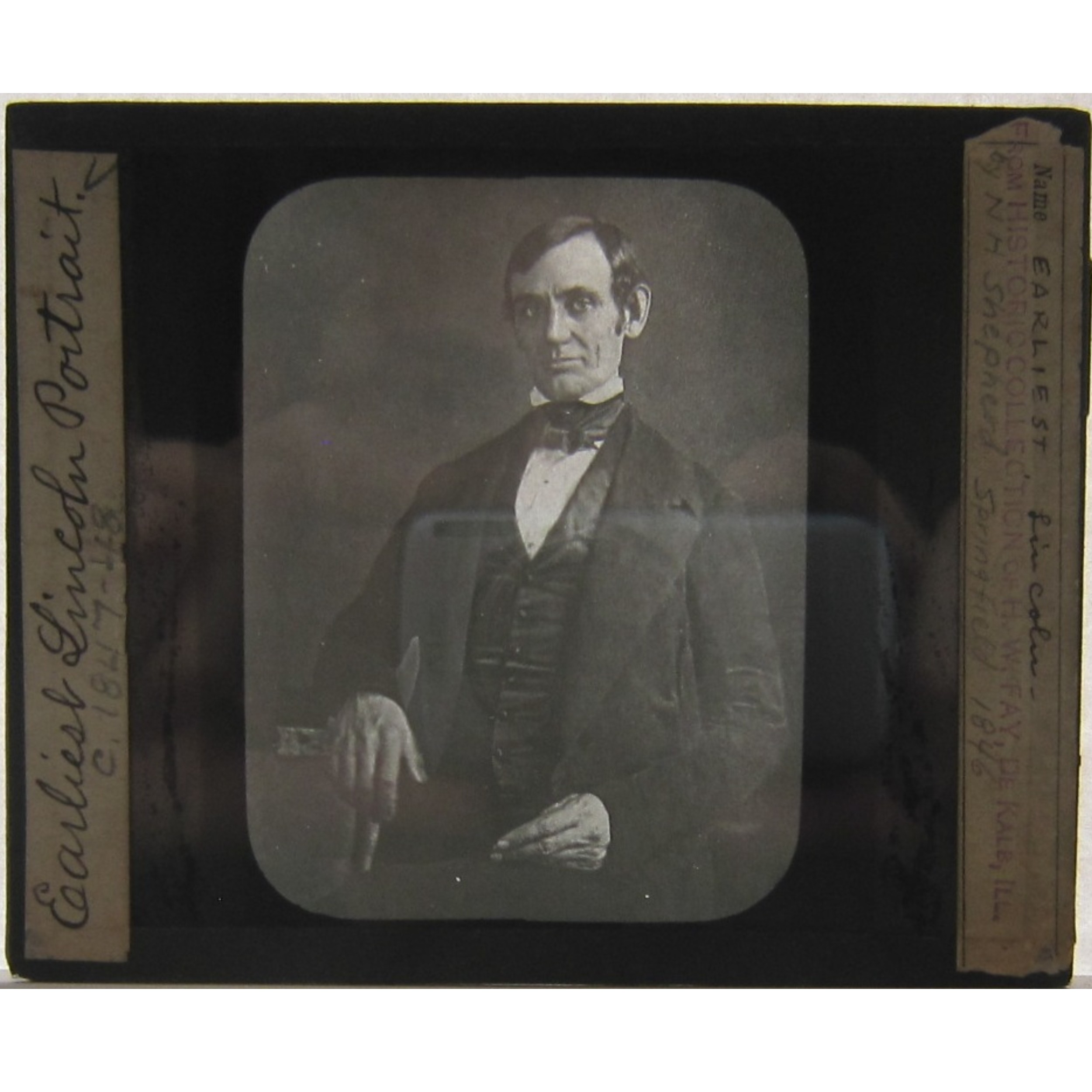 Glass slide of Abraham Lincoln earliest portrait, Washington, circa 1848