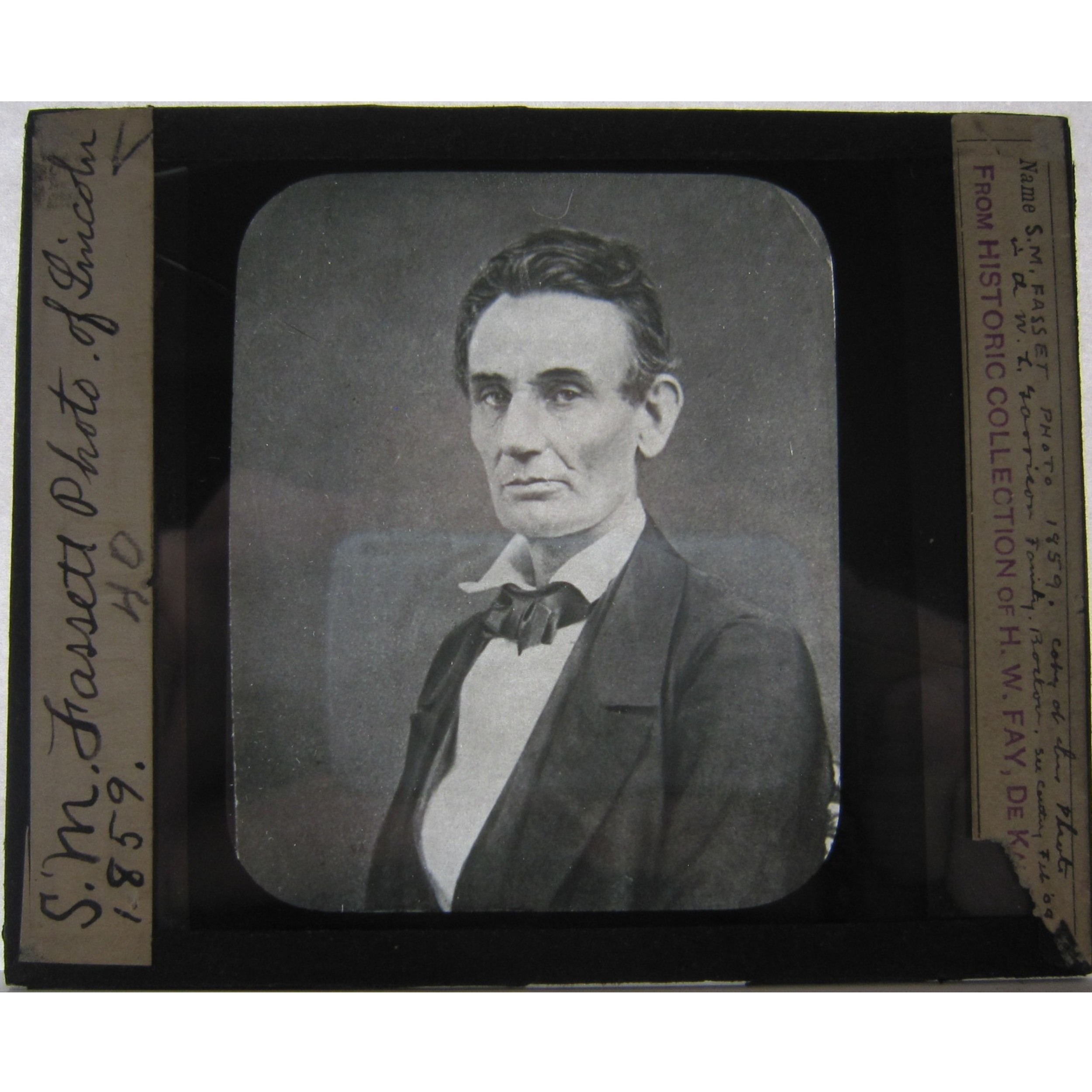 Glass slide of Abraham Lincoln portrait, 1859 by S.M.Fassett