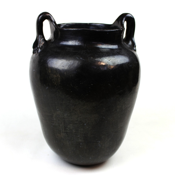 Scarce Santa Clara Indian Pueblo tall black pottery - c. 1930s
