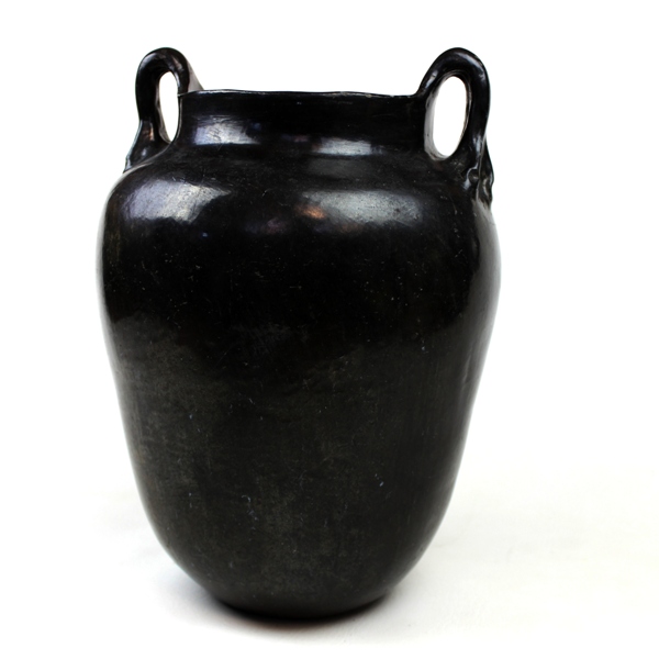 Scarce Santa Clara Indian Pueblo tall black pottery - c. 1930s