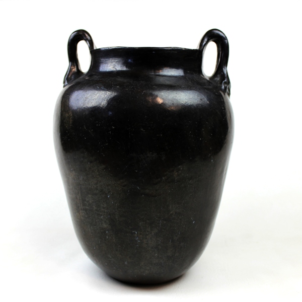 Scarce Santa Clara Indian Pueblo tall black pottery - c. 1930s