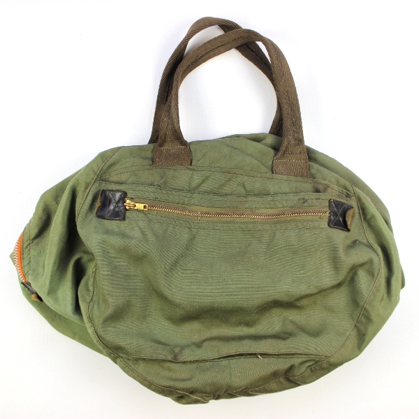 Korean War era flight helmet bag w/ leather flight gloves