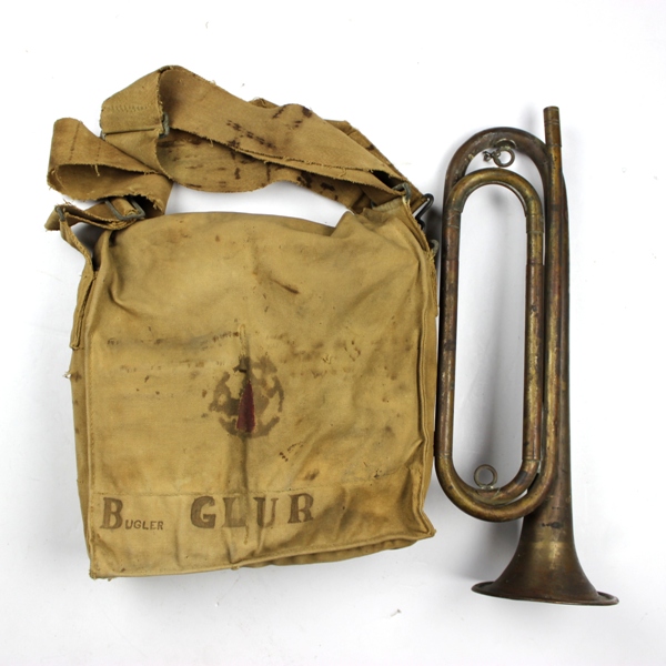 Gasmask w/ carrying bag and bugle lot