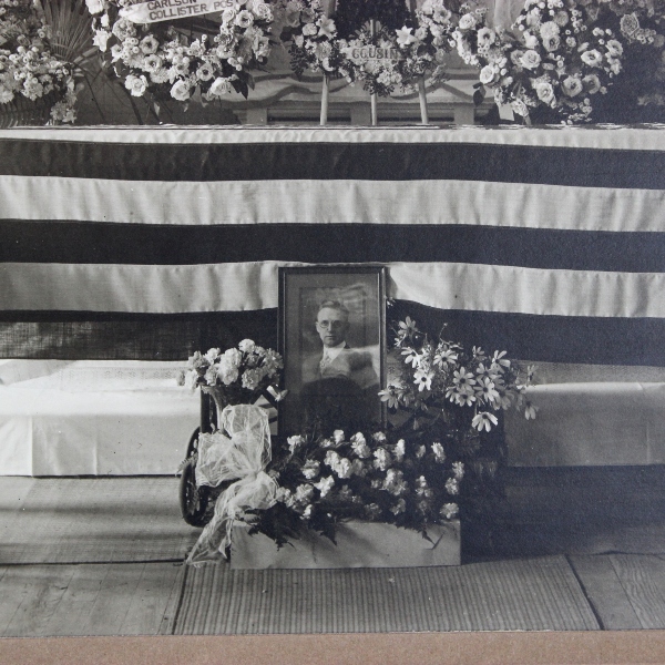 KIA grouping - Casket flag, newspaper and photographs