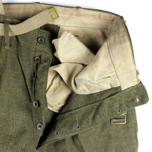 OD wool service trousers w/ belt - W30 L25