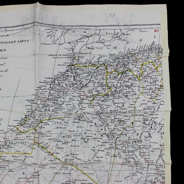RAF Air Ministry K3/H2 escape silk map - Spain / N. Africa