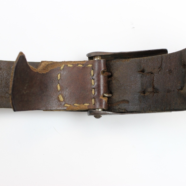 Luftwaffe EM/NCO’s denazified steel belt plate with leather tab and belt