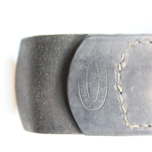 Wehrmacht EM/NCO’s pebbled aluminum belt buckle w/ Leather tab - F.W. Assmann & Sohne