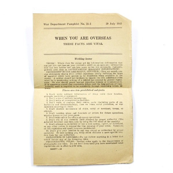 War Department Pamphlet No. 21-1 - When you are overseas
