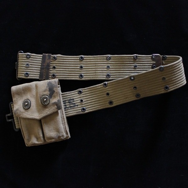 US Army M1936 pistol belt w/ M1912 British made colt 1911a1 magazine pouch