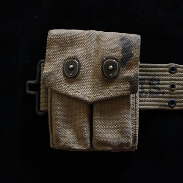 US Army M1936 pistol belt w/ M1912 British made colt 1911a1 magazine pouch