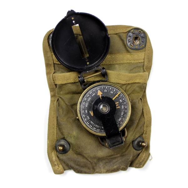 W. & L. E. Gurley lensatic compass w/ waterproof pouch