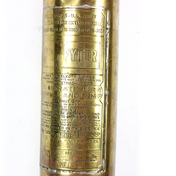 Scarce Army Air Corps Type A-2 brass fire extinguisher