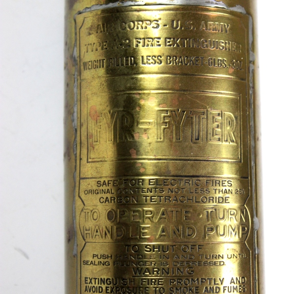 Scarce Army Air Corps Type A-2 brass fire extinguisher