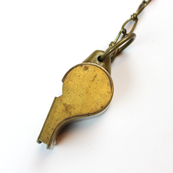 US Army regulation solid brass whistle w/ chain