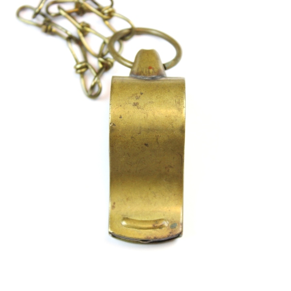 US Army regulation solid brass whistle w/ chain