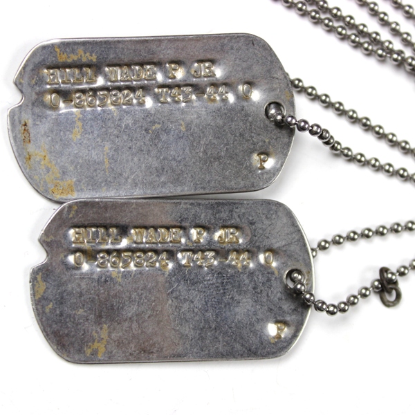 USAAF B-29 Flt. Eng. dog tags w/ beaded chain