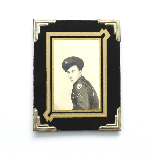 USAAF enlisted man portrait w/ Art Deco frame - Nice!