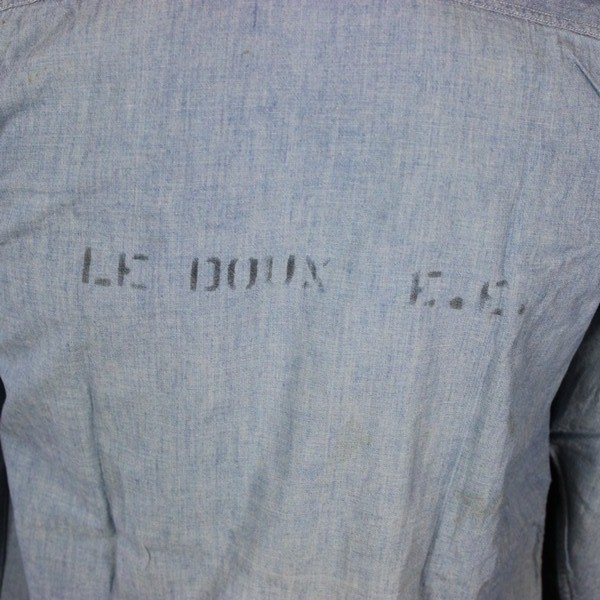 US Navy chambray utility shirt - ID’ed - USS Tarazed