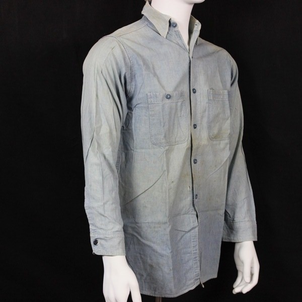 US Navy chambray utility shirt - ID’ed - USS Tarazed