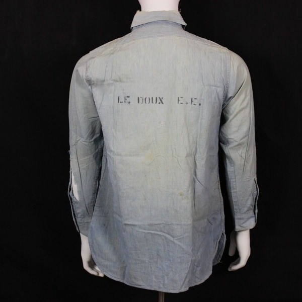 US Navy chambray utility shirt - ID’ed - USS Tarazed