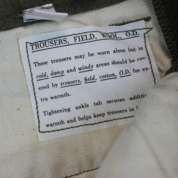 M1943 OD wool field trousers - W30 L34 - Dated 1944 - Mint