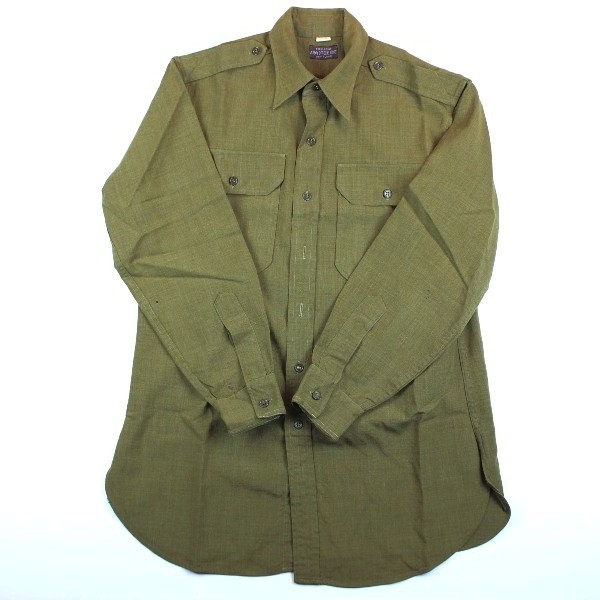 US Army officer brown wool flannel shirt - 15 ½ - 33