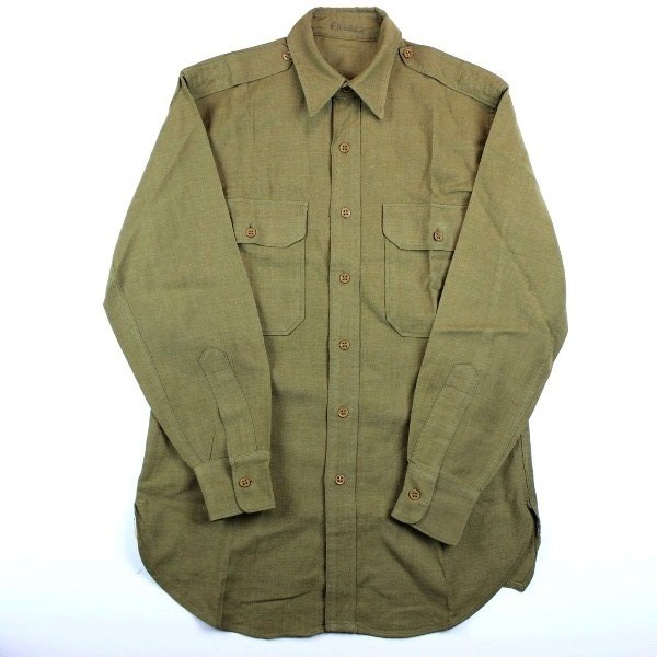 US Army Officers brown “mustard” wool flannel shirt - 14 ½ - 32 