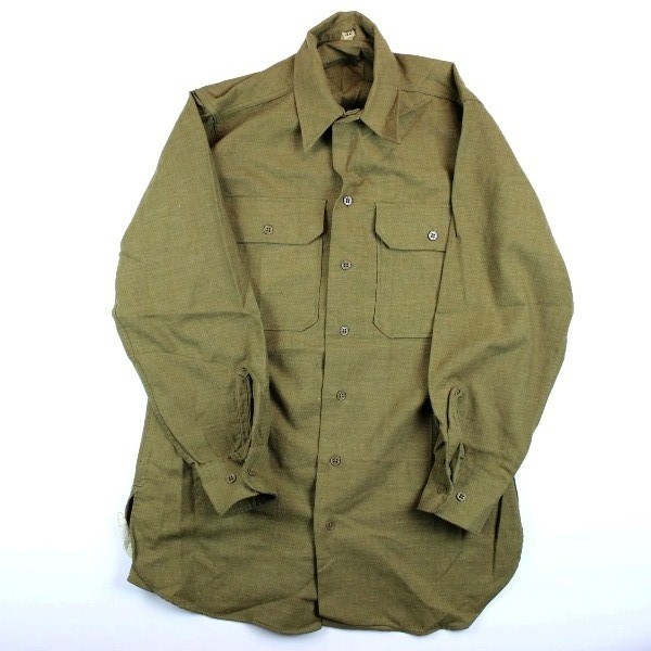 US Army EMs brown “mustard” wool flannel shirt - 14 ½ - 32 