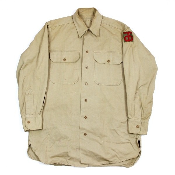 Officer khaki / tan cotton shirt - 90th Infantry Division - 15 x 32