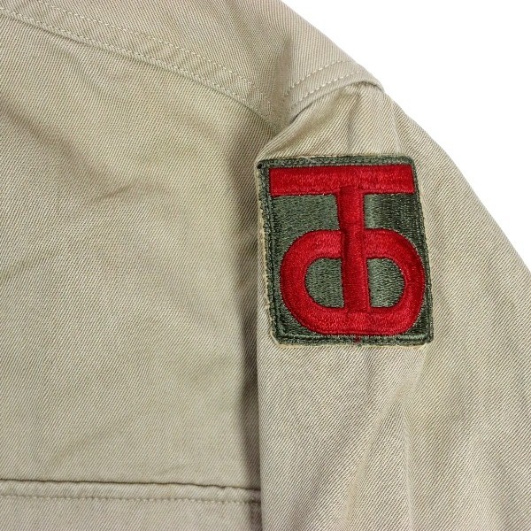 Officer khaki / tan cotton shirt - 90th Infantry Division - 15 x 32