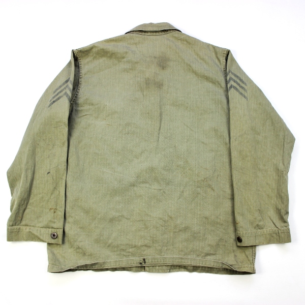 USMC P44 HBT field jacket - stenciled corporal stripes