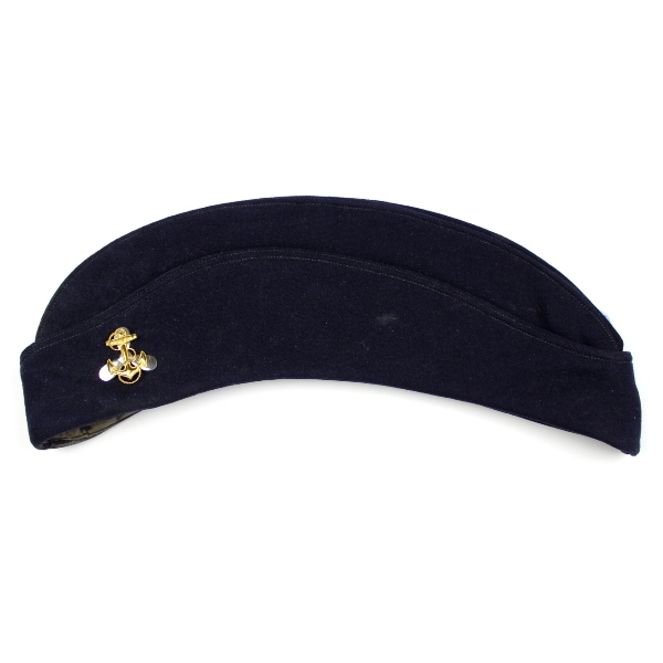 US Navy WAVES blue wool side cap w/ insignia
