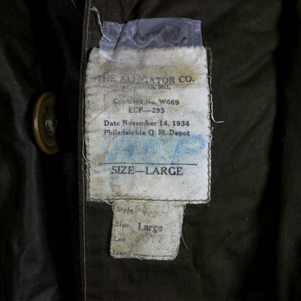 Pre-WWII US Army resin-coated raincoat